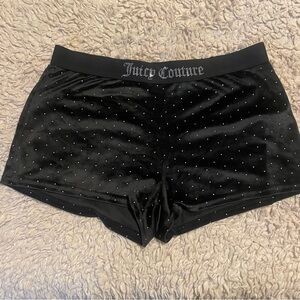 Juicy Couture Black Velvet Rhinestone Lounge Shorts